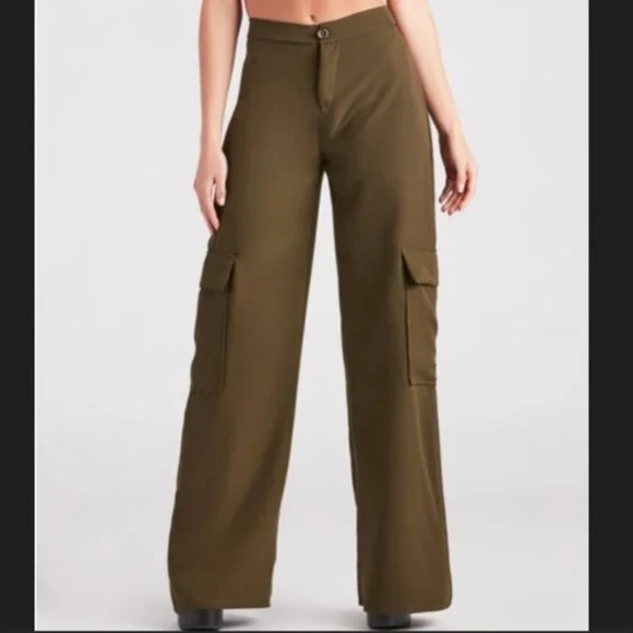 Windsor Pants - Windsor Olive Keep It Cool Wide-Leg Cargo Trouser Pants XS NEW!